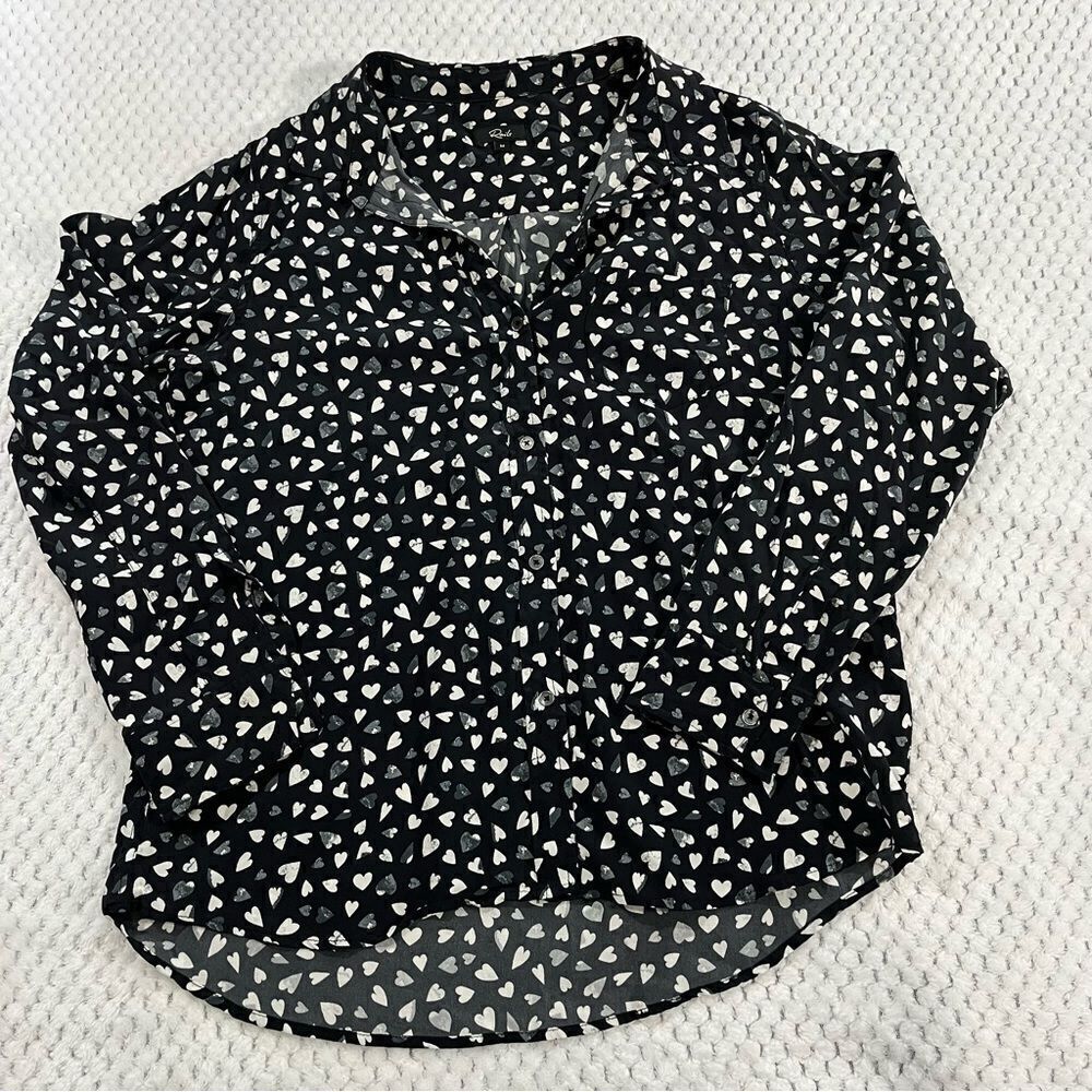 Rails | Kate Button Down Silk Black Corazon | Hea… - image 2